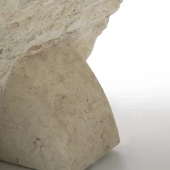 Tavolino da Salotto Rettangolare con Base in Pietra Fossile Bianca - Gardenia