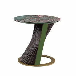 Tavolino da Salotto Rotondo di Lusso in Gres e Frassino Made in Italy  - Bering