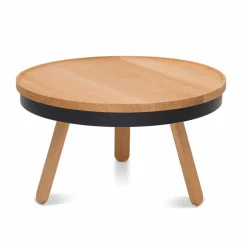 Tavolino da Salotto Rotondo di Design in Legno Massello e Metallo - Salerno