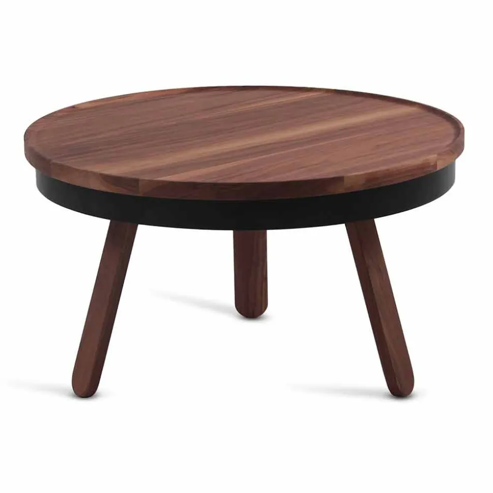 Tavolino da Salotto Rotondo di Design in Legno Massello e Metallo - Salerno