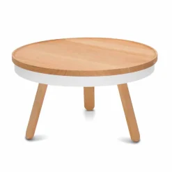 Tavolino da Salotto Rotondo di Design in Legno Massello e Metallo - Salerno