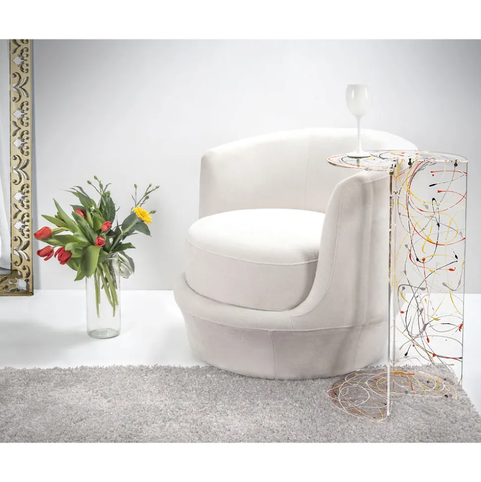 Tavolino da Salotto Rotondo in Plexiglass Trasparente Made in Italy - Tabli