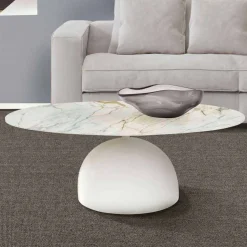 Tavolino da Salotto Rotondo in Ceramica e Metallo Realizzato in Italia - Livigno