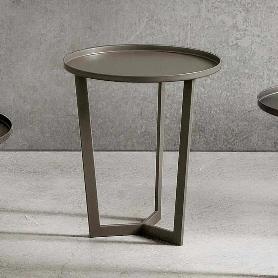 Tavolino da Salotto Rotondo in Metallo Verniciato Made in Italy, di Lusso - Mina