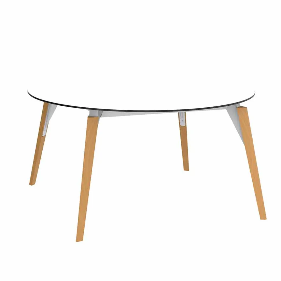 Tavolino da Salotto Tondo in Legno e Piano Hpl in 2 Misure - Faz Wood by Vondom