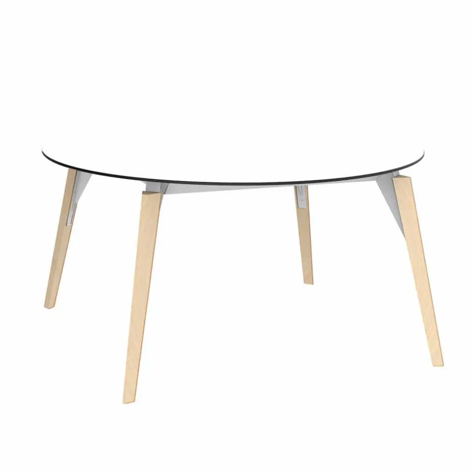 Tavolino da Salotto Tondo in Legno e Piano Hpl in 2 Misure - Faz Wood by Vondom