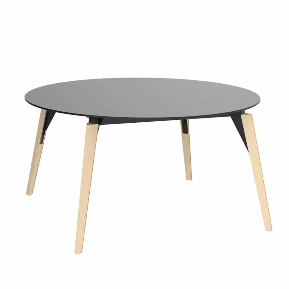 Tavolino da Salotto Tondo in Legno e Piano Hpl in 2 Misure - Faz Wood by Vondom