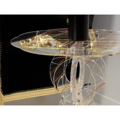 Tavolino da Salotto Tondo Plexiglass Trasparente e Piano Colorato - Fosforo