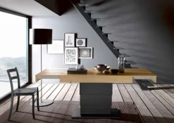 Tavolino da Salotto Trasformabile in Legno e Acciaio Made in Italy - Demetro