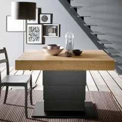 Tavolino da Salotto Trasformabile in Legno e Acciaio Made in Italy - Demetro