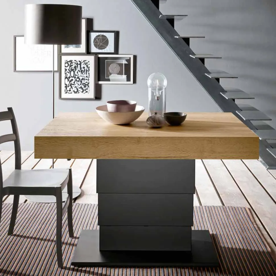 Tavolino da Salotto Trasformabile in Legno e Acciaio Made in Italy - Demetro