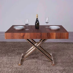 Tavolino da Salotto Trasformabile in Legno e Metallo Made in Italy - Patroclo