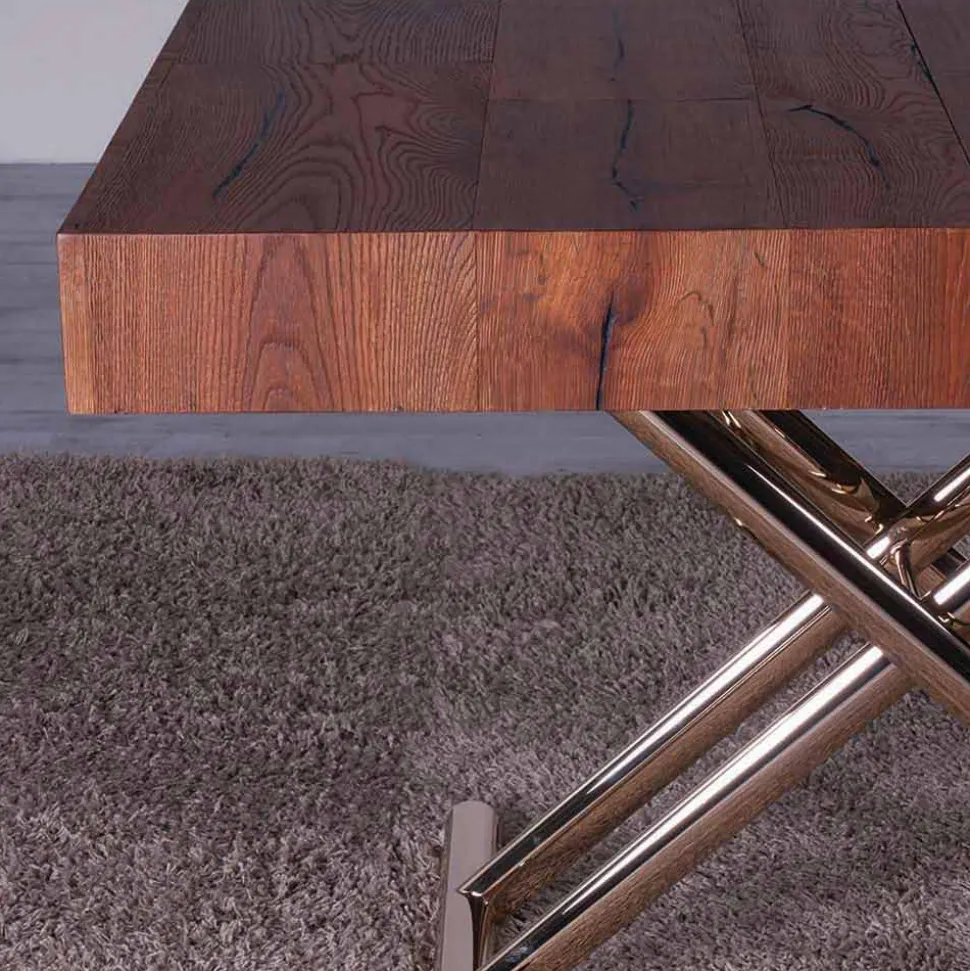 Tavolino da Salotto Trasformabile in Legno e Metallo Made in Italy - Patroclo
