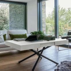 Tavolino da Salotto Trasformabile in Legno e Metallo, Made in Italy - Sanrocco