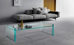 Tavolino da Salotto Vetro Extrachiaro con Bisellatura Made in Italy – Imperativo