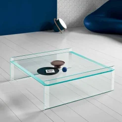 Tavolino da Salotto Vetro Extrachiaro con Bisellatura Made in Italy – Imperativo