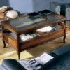Tavolino da Soggiorno con Piano in Vetro e 2 Cassetti Made in Italy - Xipe