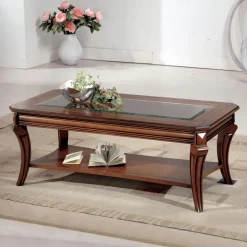 Tavolino da Soggiorno Rettangolare con Piano in Vetro Made in Italy - Gaol