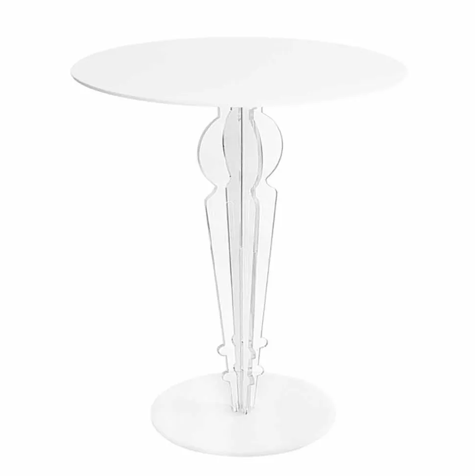 Tavolino design classico, in cristallo acrilico H 64cm, Cles