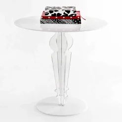Tavolino design classico, in cristallo acrilico H 64cm, Cles