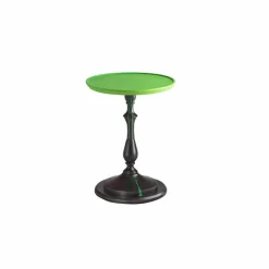 Tavolino design da salotto con piano laccato verde, diametro 50cm, Nik