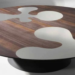 Tavolino design moderno in legno di larice con inserti in inox Giglio