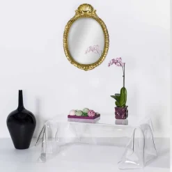 Tavolino design moderno in plexiglass trasparente drappeggiato Asia