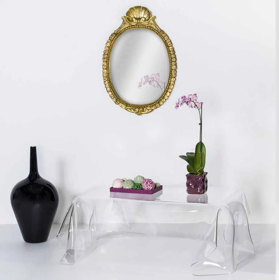 Tavolino design moderno in plexiglass trasparente drappeggiato Asia