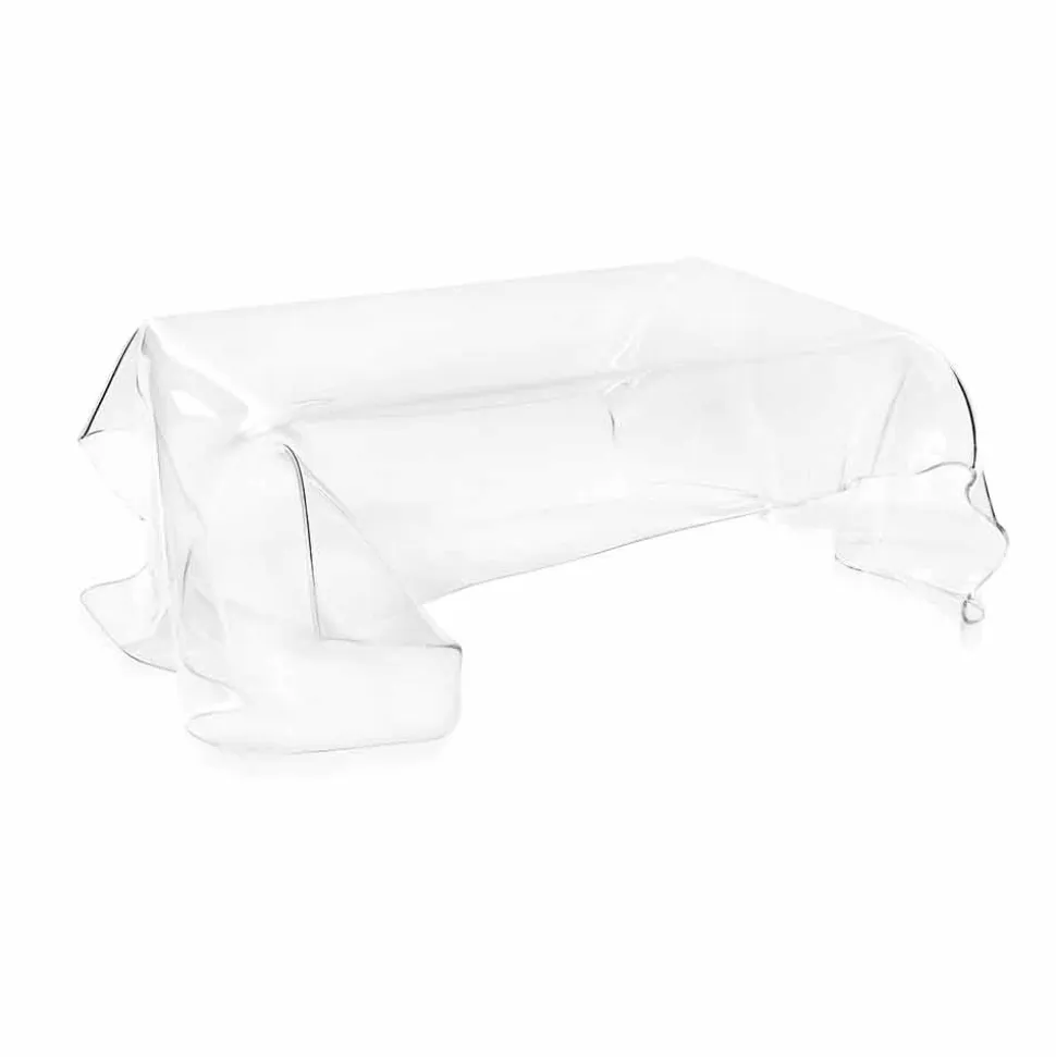 Tavolino design moderno in plexiglass trasparente drappeggiato Asia