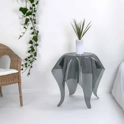 Tavolino design moderno in plexiglass fumé Otto, made in Italy