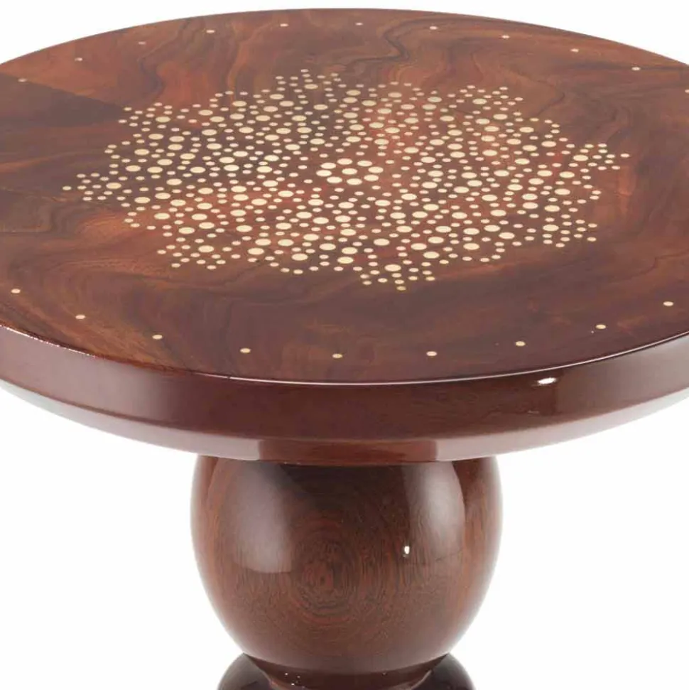 Tavolino di design con piano decoro in ottone, diametro 45 cm, Sanni