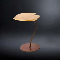 Tavolino di design in legno con base in ferro Leaf