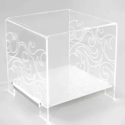 Tavolino di design in plexiglass con luce led made in Italy, Chiusi