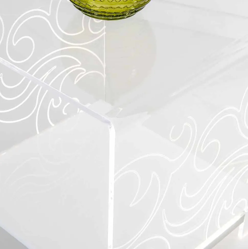 Tavolino di design in plexiglass con luce led made in Italy, Chiusi