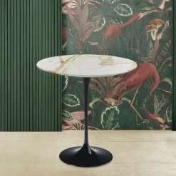 Tavolino Eero Saarinen H 52 Rotondo in Marmo Calacatta Oro Made in Italy - Scarlet