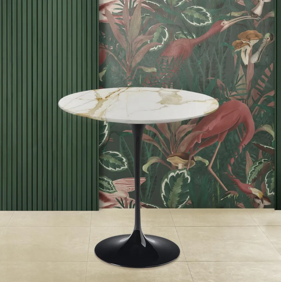 Tavolino Eero Saarinen H 52 Rotondo in Marmo Calacatta Oro Made in Italy - Scarlet