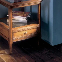 Tavolino in Legno Bassano Francia con Piano in Vetro Made in Italy - Patecati