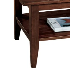 Tavolino in Legno Finitura Noce Patinato con Ripiano Made in Italy - Pekele