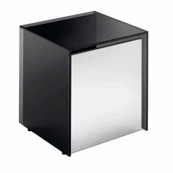 Tavolino Lato Divano o Comodino in Vetro Fumè con Cassetto in Legno - Mantra