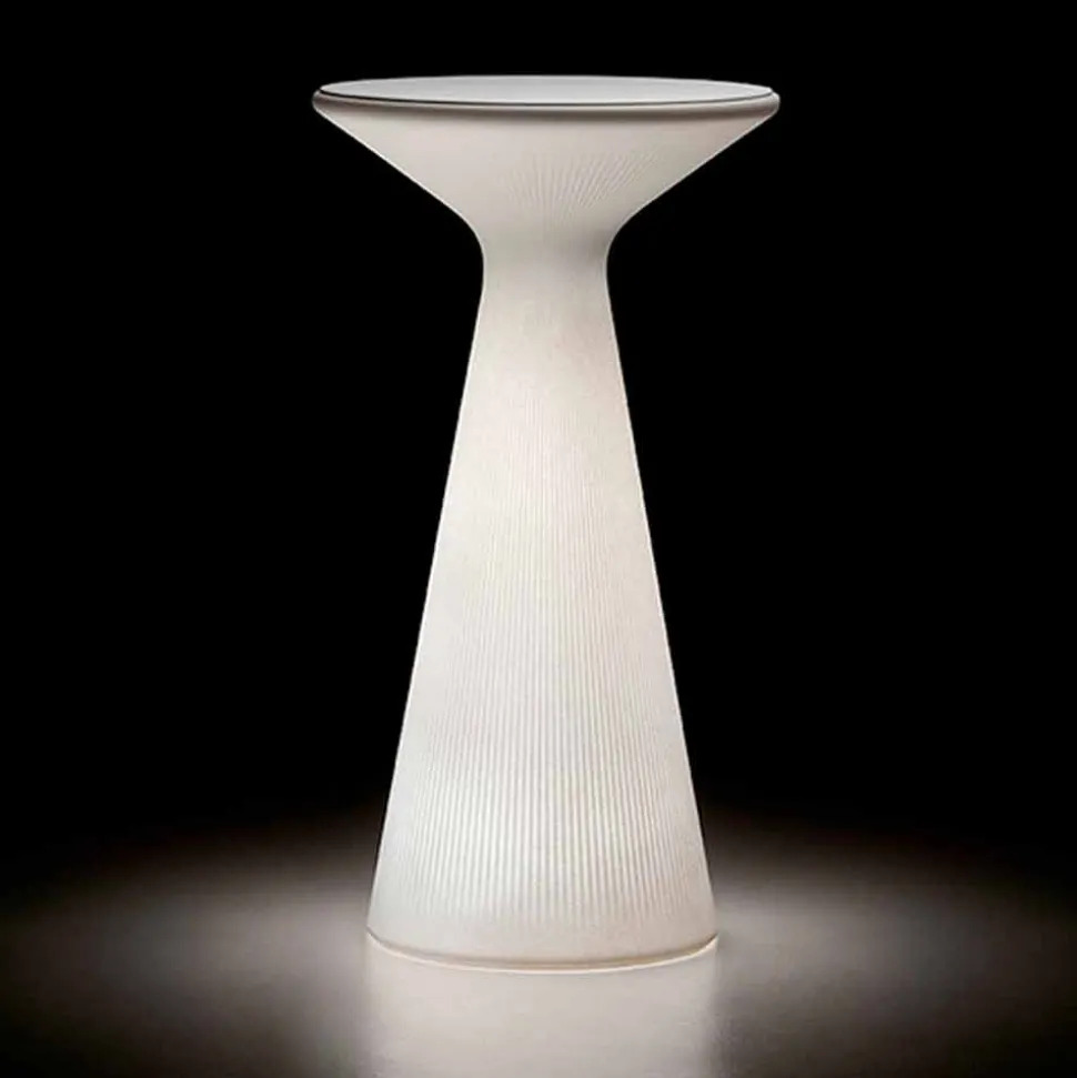 Tavolino Luminoso da Esterno con Piano Rotondo in HPL Made in Italy - Desmond