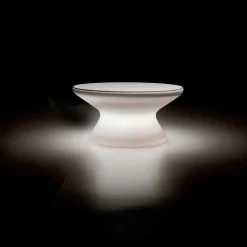 Tavolino Luminoso da Esterno in Polietilene e HPL Bianco Made in Italy - Desmond