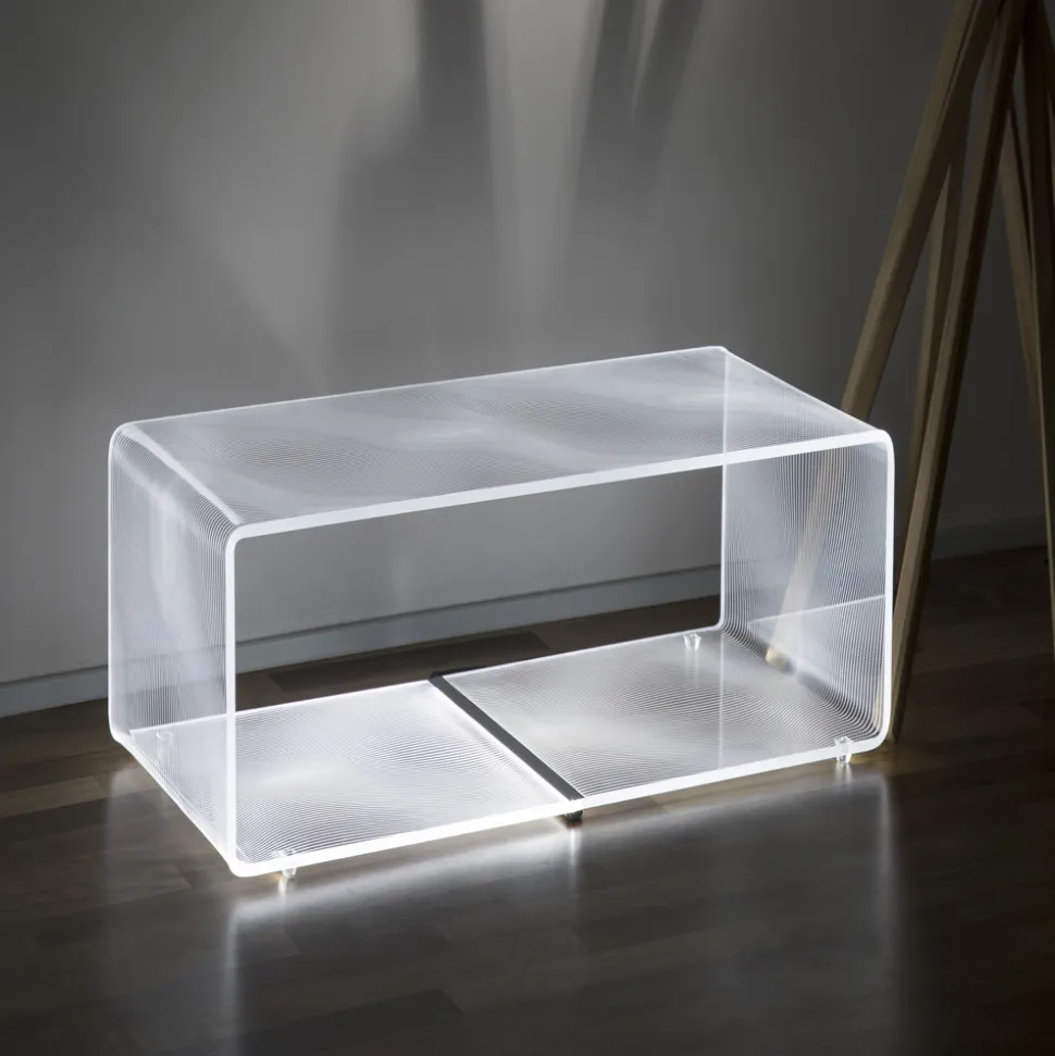 Tavolino Luminoso LED RGB Acrilico Trasparente Decoro Laser - Robiola