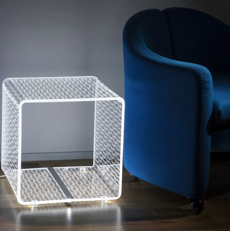 Tavolino Luminoso LED RGB Acrilico Trasparente Decoro Laser - Robiola