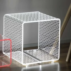 Tavolino Luminoso LED RGB Acrilico Trasparente Decoro Laser - Robiola