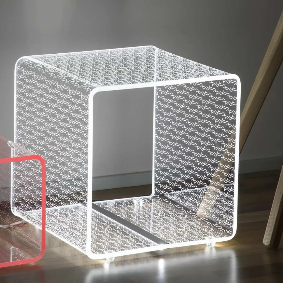Tavolino Luminoso LED RGB Acrilico Trasparente Decoro Laser - Robiola