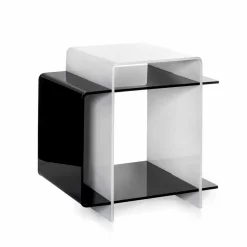 Tavolino moderno a 3 ripiani bianco e nero Gosto made in Italy