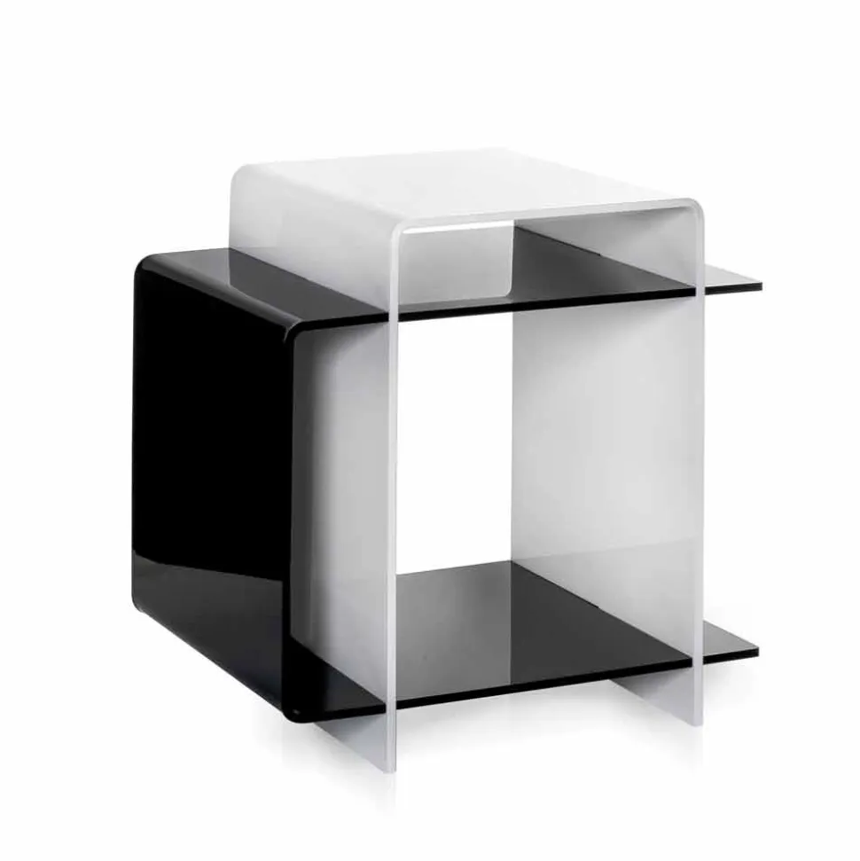 Tavolino moderno a 3 ripiani bianco e nero Gosto made in Italy