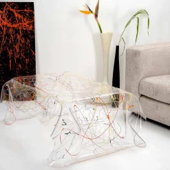 Tavolino moderno in plexiglass multicolor made in Italy, Asia
