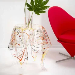 Tavolino moderno in plexiglass multicolor made in Italy, Otto