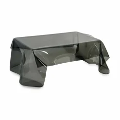 Tavolino moderno in plexiglass fumé drappeggiato Asia, made in Italy